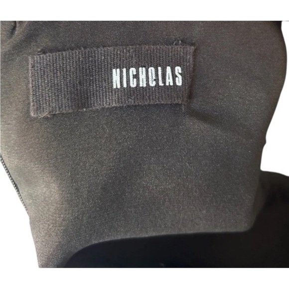 Nicholas Black Grid Lace Deep V Ball Midi Dress Size US 4 - Picture 3 of 13